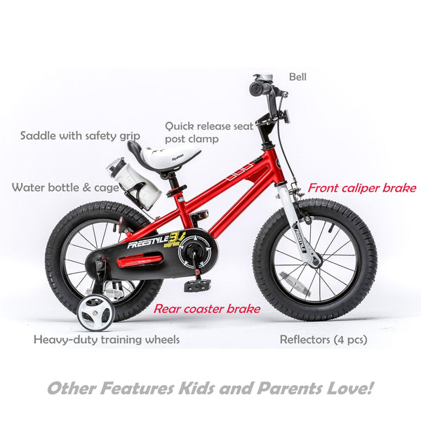 Royalbaby Kids' Bike for Boys and Girls, BMX Freestyle Bike for Kids, 95% Assembled, Front Hand Brake Plus Rear Coaster Brake, 14, 16 and 18 Inch Bike
