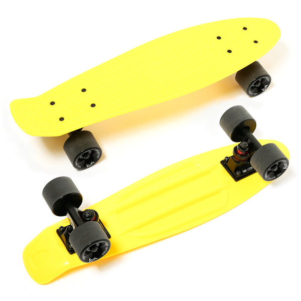 One Leopard Minfly 22" Mini Complete Plastic Cruiser Tricks Skateboard, T-Tool & Grip Tape & Skateboard Stickers & Carry Bag Included (Yellow)
