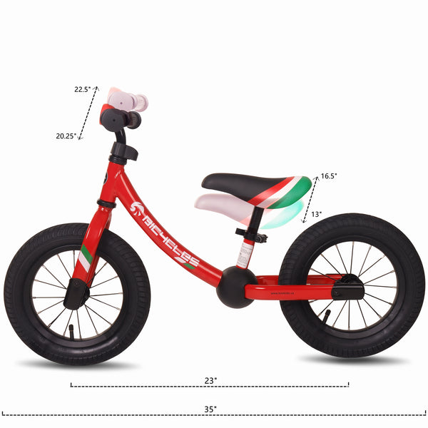 KOOKIDO Balance Bike with Air Tires, Kids Bike Without Pedal, 12 inch Bike for Kids Ages 3-5, Vibrant Red