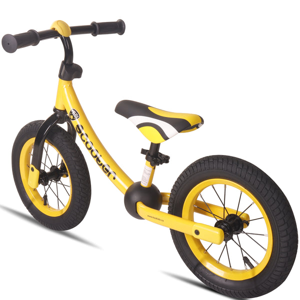 KOOKIDO Balance Bike with Air Tires, Kids Bike Without Pedal, 12 inch Bike for Kids Ages 3-5, Vibrant Yellow