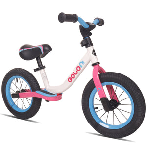 KOOKIDO Sport Balance Bike with Air Tires, Kids Bike with Rear Suspension, 12 inch Bike Without Pedal, Bike for Kids Ages 3-6, White & Pink