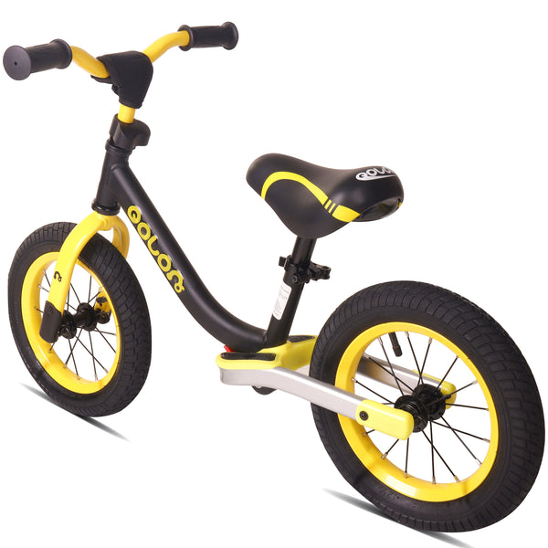 KOOKIDO Sport Balance Bike with Air Tires, Kids Bike with Rear Suspension, 12 inch Bike Without Pedal, Bike for Kids Ages 3-6, Yellow