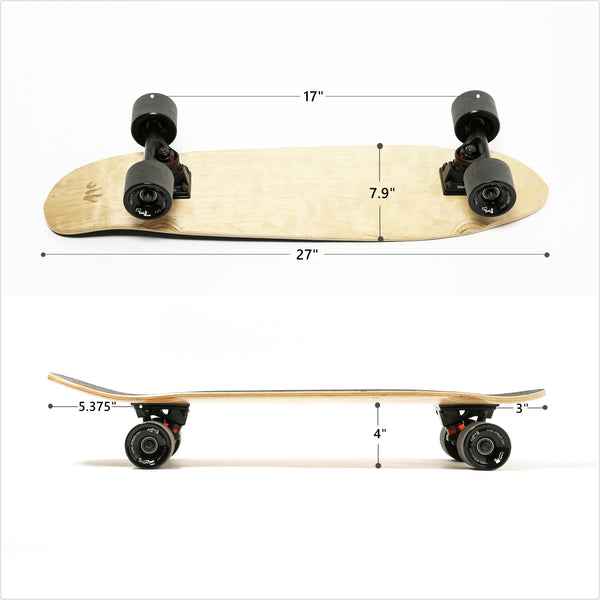 One Leopard VIC 27" Complete Cruiser Tricks Skateboard, 7 PLY Maple Double Kicktails Deck, T-Tool & Skateboard Stickers & Carry Bag Included (Party)