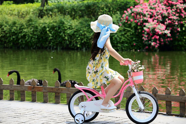 RoyalBaby Little Swan Girl's Bike with basket, 18 inch with kickstand, gifts for kids, girls' bikes