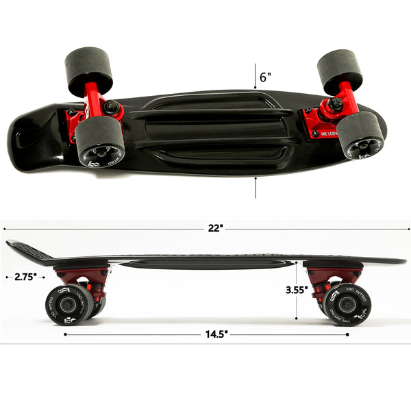 One Leopard Minfly 22" Mini Complete Plastic Cruiser Tricks Skateboard, T-Tool & Grip Tape & Skateboard Stickers & Carry Bag Included (Aqua)
