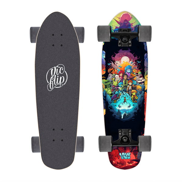 One Leopard VIC 27" Complete Cruiser Skateboard, 7 PLY Maple Deck, T-Tool & Skateboard Stickers & Carry Bag Included (VENTURE)
