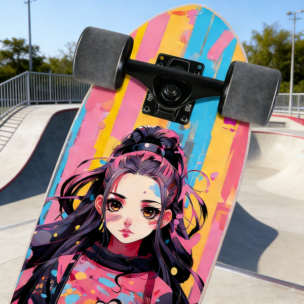 One Leopard VIC 27" Complete Cruiser Skateboard, 7 PLY Maple Deck, T-Tool & Skateboard Stickers & Carry Bag Included (Girl)