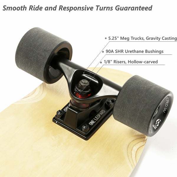 One Leopard VIC 27" Complete Cruiser Skateboard, 7 PLY Maple Deck, T-Tool & Skateboard Stickers & Carry Bag Included (Girl)