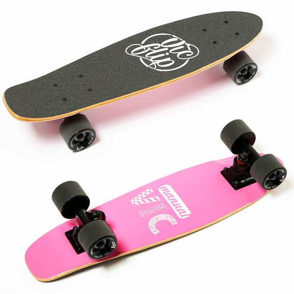 One Leopard VIC 22" Wooden 7 PLY Maple Complete Mini Cruiser Tricks Skateboard, T-Tool & Skateboard Stickers & Carry Bag Included (Pink)