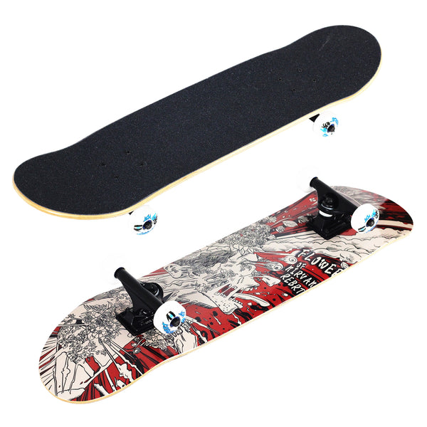 One Leopard 31" Skateboards, PRO Complete Skateboard with 7 Layer Maple Low Concave Deck, Double Kicks Trick Skateboard and Cruiser Skateboard for Kids, Teens, Beginners & Adults, Nirvana
