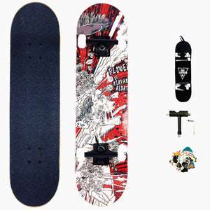One Leopard 31" Skateboards, PRO Complete Skateboard with 7 Layer Maple Low Concave Deck, Double Kicks Trick Skateboard and Cruiser Skateboard for Kids, Teens, Beginners & Adults, Nirvana