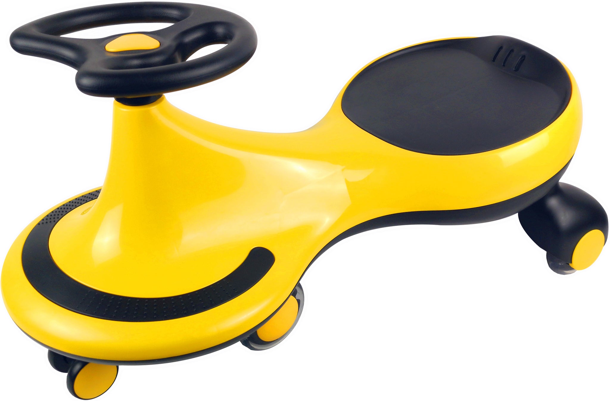 Wiggle Car, Swing Car with Quiet Flashing Wheels, Ride-on Toy for Ages 3 Yrs and Up (Vibrant Yellow)