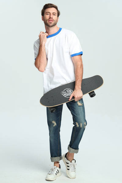 One Leopard VIC 27" Complete Cruiser Tricks Skateboard, 7 PLY Maple Double Kicktails Deck, T-Tool & Skateboard Stickers & Carry Bag Included (Meow)