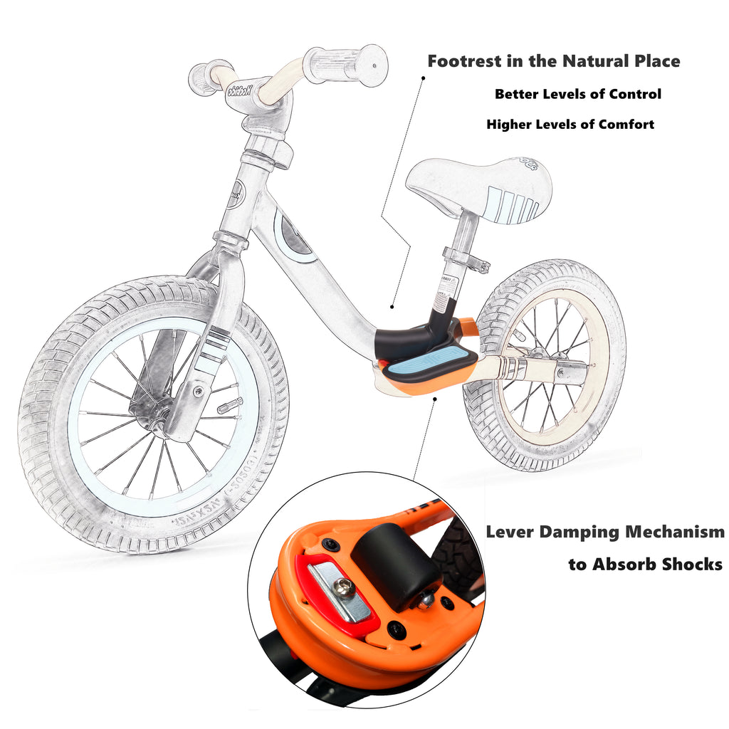 KOOKIDO Sport Balance Bike with Air Tires, Kids Bike with Rear 